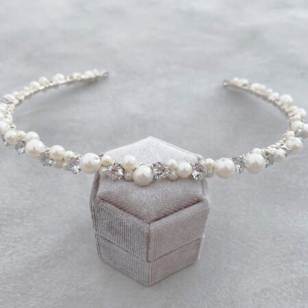 Simply Shine Pearl Headband - White Silver