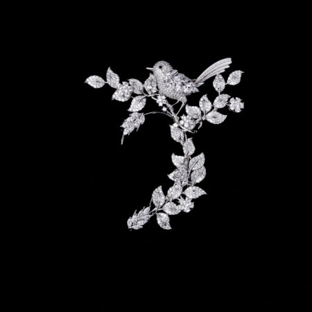 Bird Chirping in the Garden Earpiece - White Gold (Left)