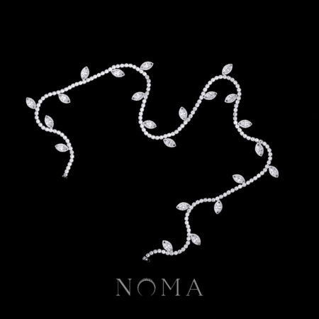 Marquise Halo Round Hair Chain - Rhodium White Gold