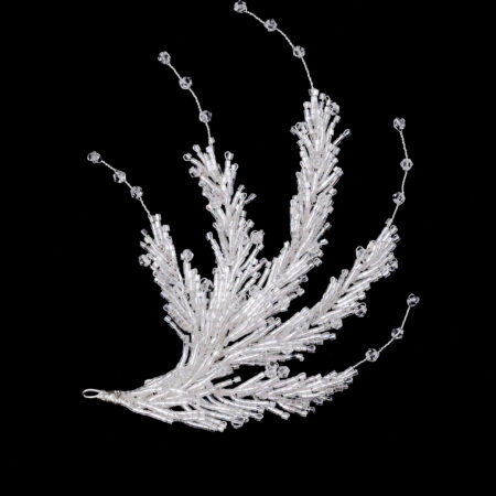 Radiating Beads Side Hairvine - White Silver, White