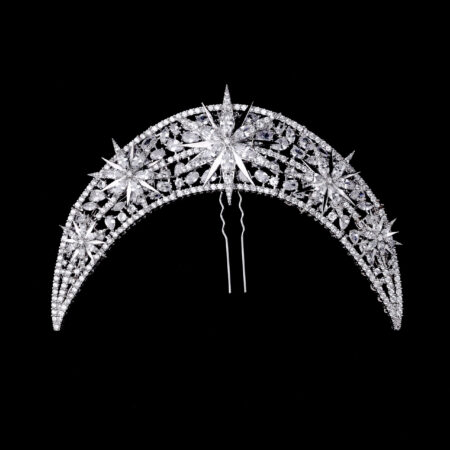 Constellation Crescent Bun Cuff - White Gold