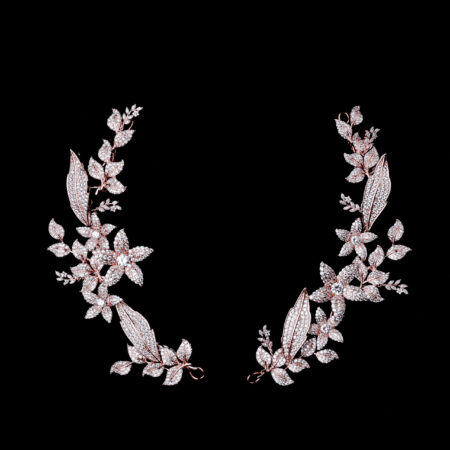 Paved Flower Garden Side Hairvine Pair - Rose Gold (1 pair)