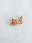 Flying Crane Bouquet Brooch - Gold, Ruby