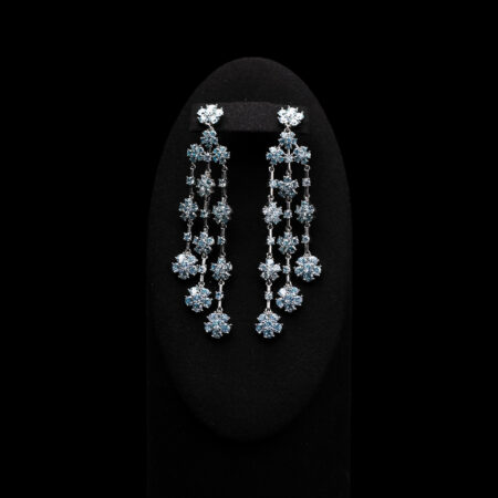 Eden Flower Earrings - Rhodium White Gold, Blue