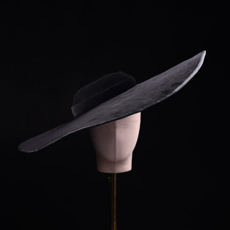Black Velvet Wide Hat - Black